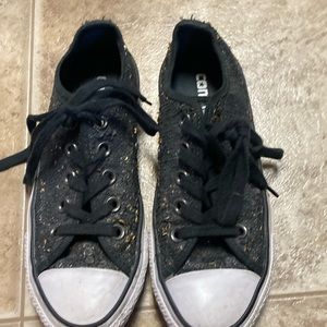 Black sparkle converse shoes